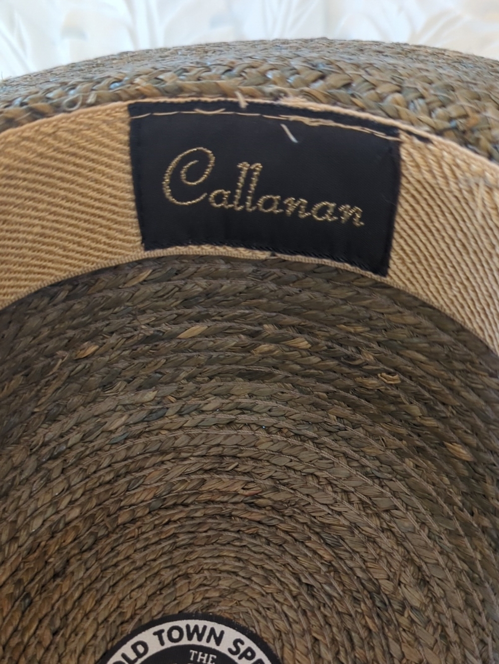 Vintage Callanan Woven Straw Sun Hat with Tied Rope Trim - Olive Brown One Size - Picture 7 of 9